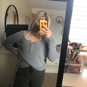 Brandy Melville Gray Button Sweater